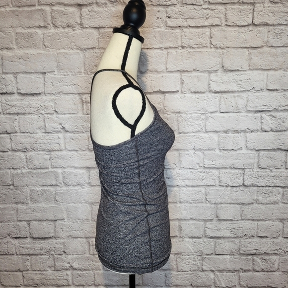 Lululemon Power Y tank Heathered Black gray racerback thin straps tank top sz 4 - Picture 6 of 11